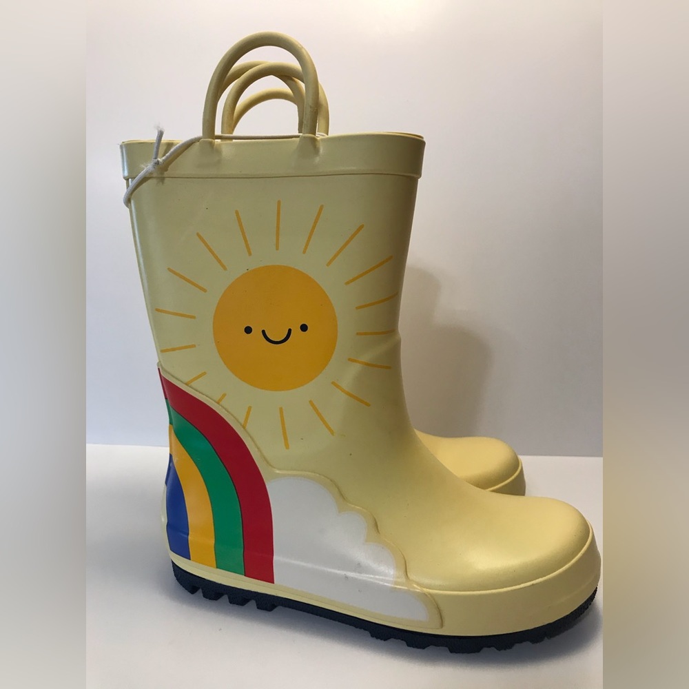 New Children’s Yellow Rain Boots Sunshine Rainbow Shoes size 11 toddler - Picture 3 of 9
